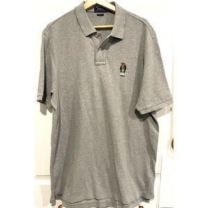 Polo Ralph Lauren- Light Grey short sleeve polo cotton shirt & Bear Logo Men XL